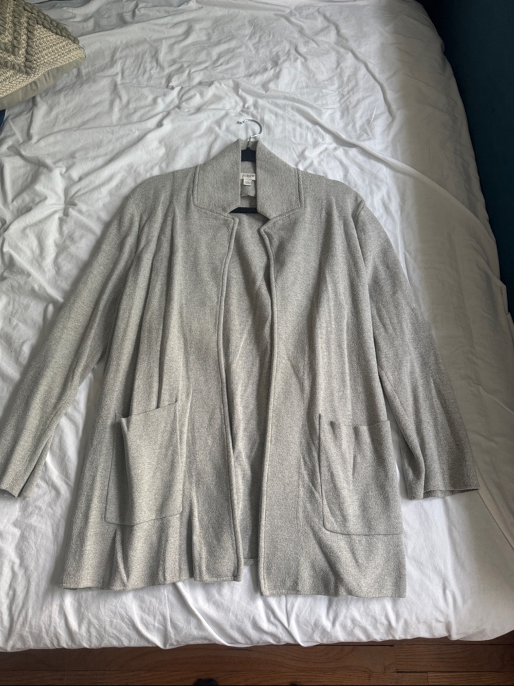 Sweater Blazer Light Gray Open-Front Women's Cardigan Jacket